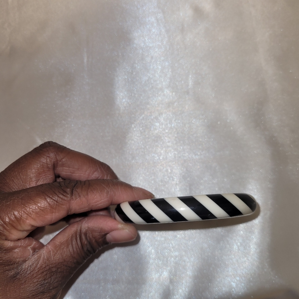 Black and White Striped Bangle
